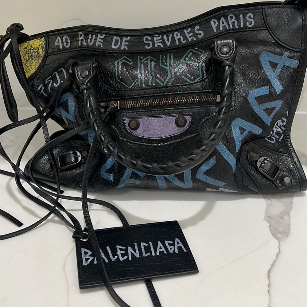Balenciaga Graffiti Mini City Bag